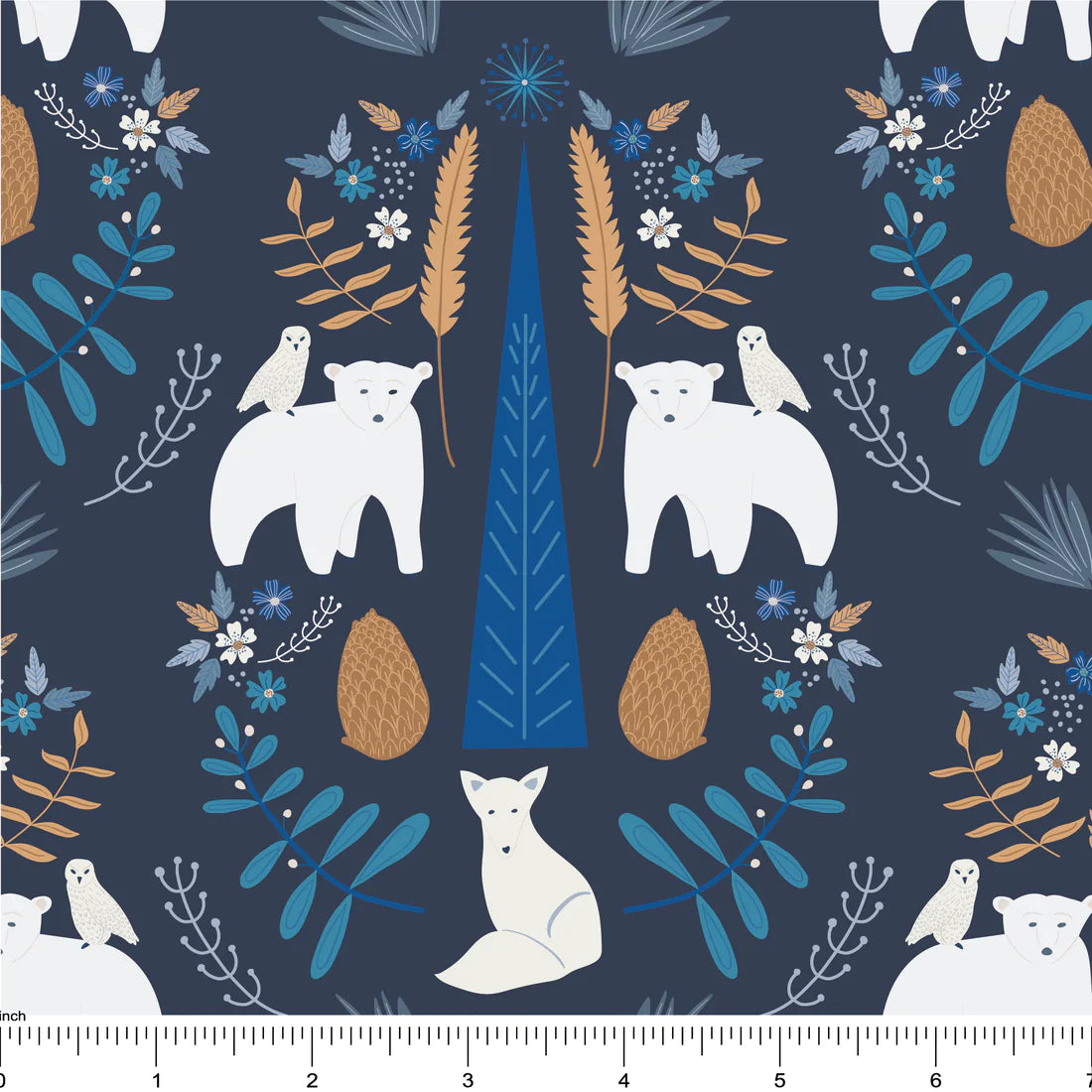 Bear, Fox, Owl on Navy