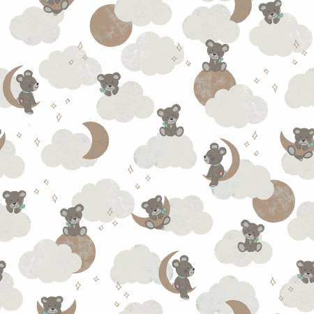 Sleep Tight Bears on White | Metallic - Weave & Woven