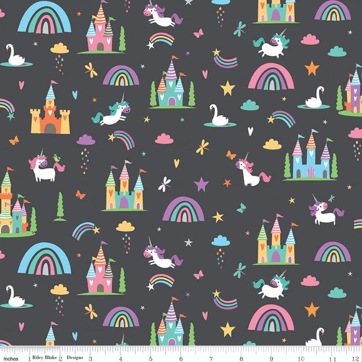 Unicorn Kingdom on Charcoal | Metallic Silver Accents - Weave & Woven