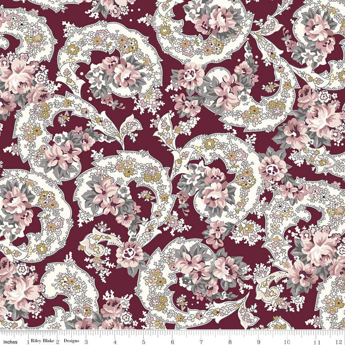 Exquisite Paisley in Burgundy | Metallic - Weave & Woven
