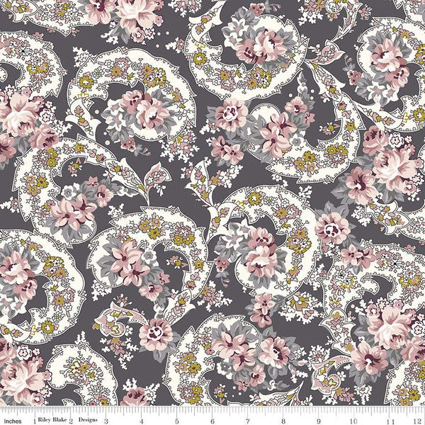 Exquisite Paisley in Charcoal | Metallic - Weave & Woven