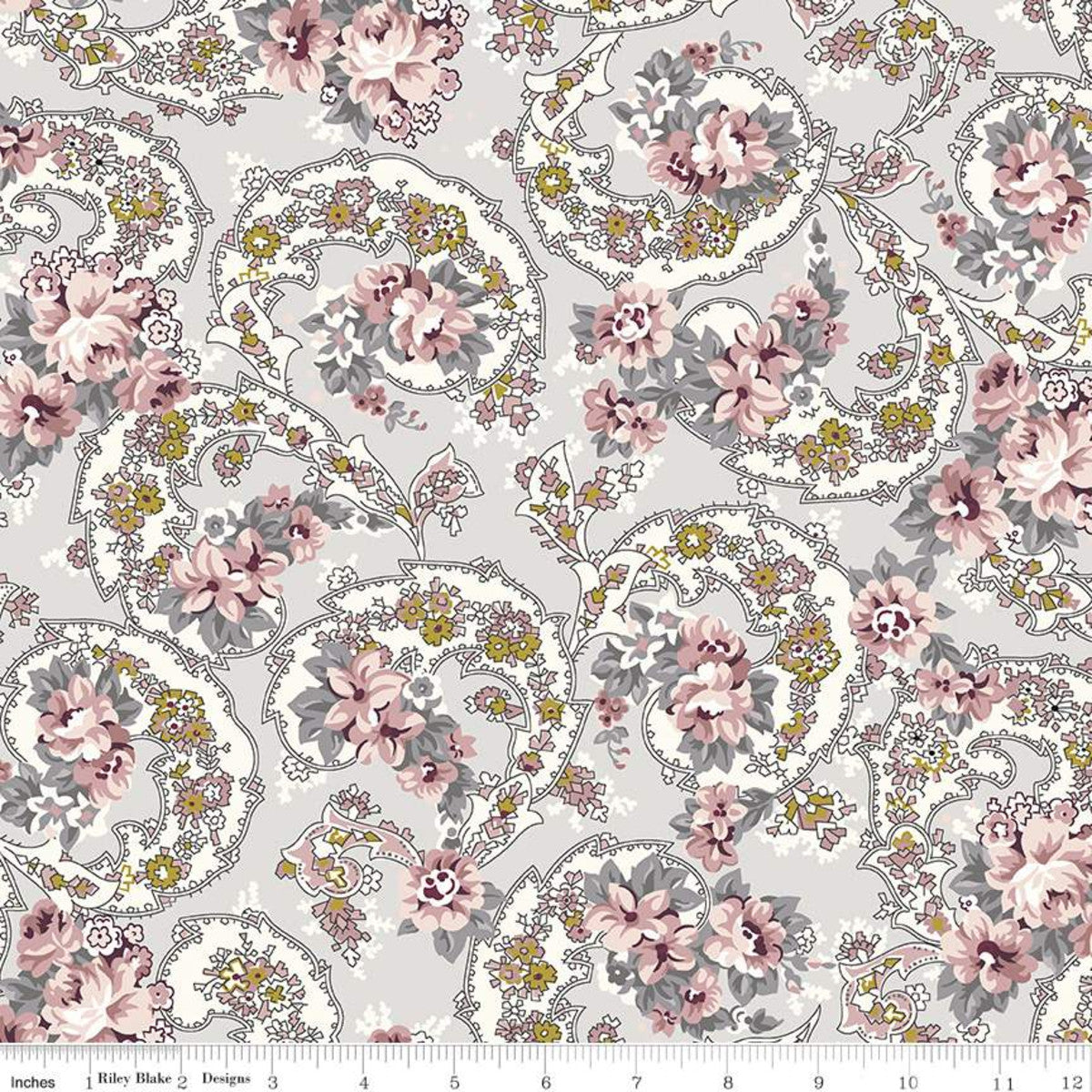 Exquisite Paisley in Grey | Metallic - Weave & Woven