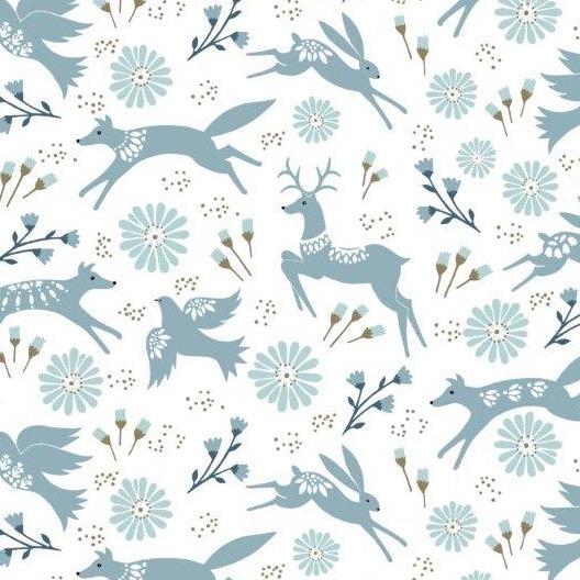 Starlit Animal Garden in White | Metallic - Weave & Woven