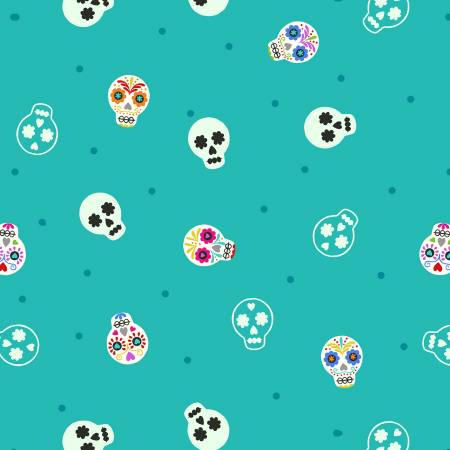 Sugar Skulls on Turquoise | Glow in the Dark - Weave & Woven