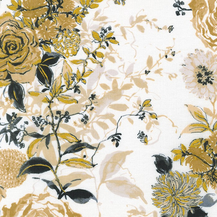 Natural Beige Flowers | Metallic Gold