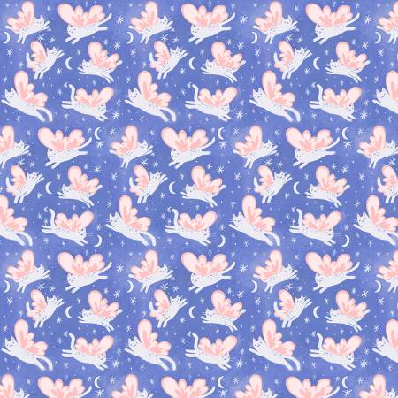 Fairy Kitties on Blue - Weave & Woven