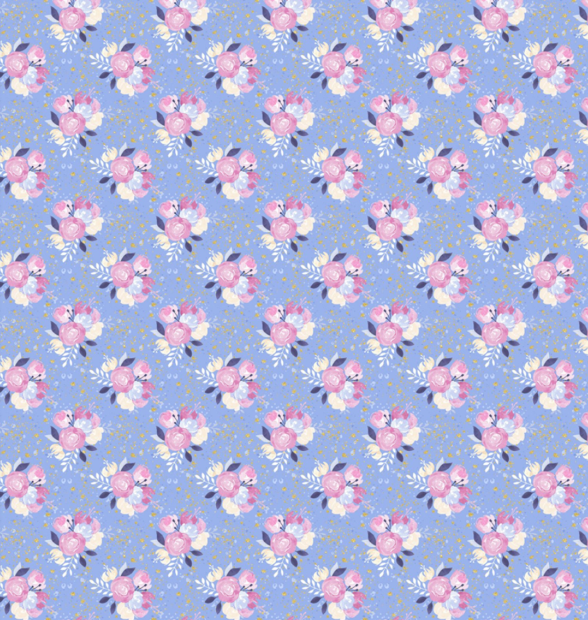 Unicorn Florals on Blue | Gold Sparkle - Weave & Woven