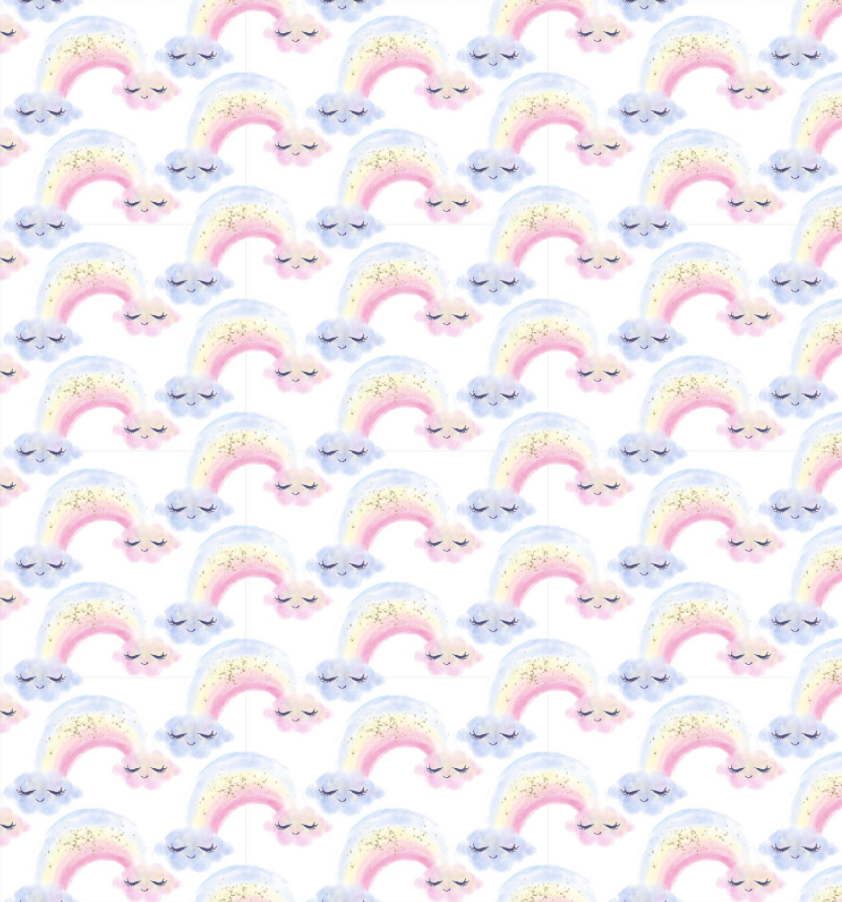 Unicorn Rainbows on White | Gold Sparkle - Weave & Woven