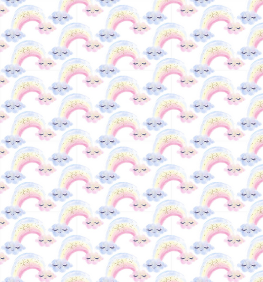 Unicorn Rainbows on White | Gold Sparkle - Weave & Woven