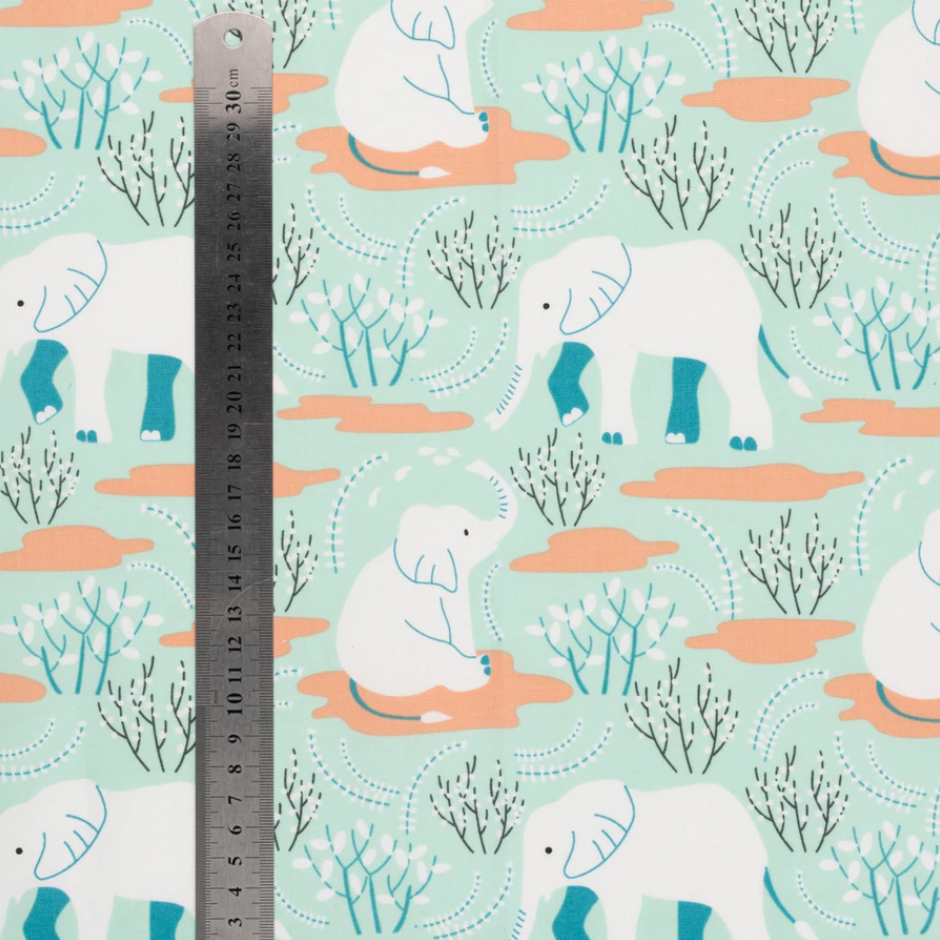 Garden Elephants in Pastel | Organic Cotton - Weave & Woven