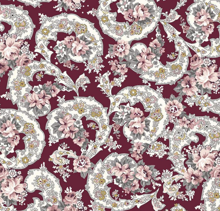 Exquisite Paisley in Burgundy | Metallic - Weave & Woven