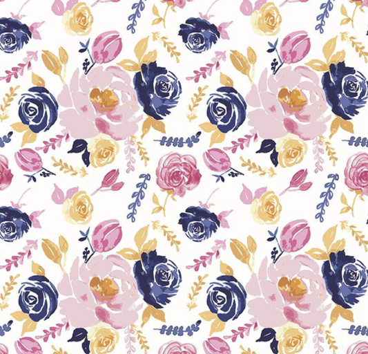 Pink Watercolour Blooms on Cream | Rayon - Weave & Woven