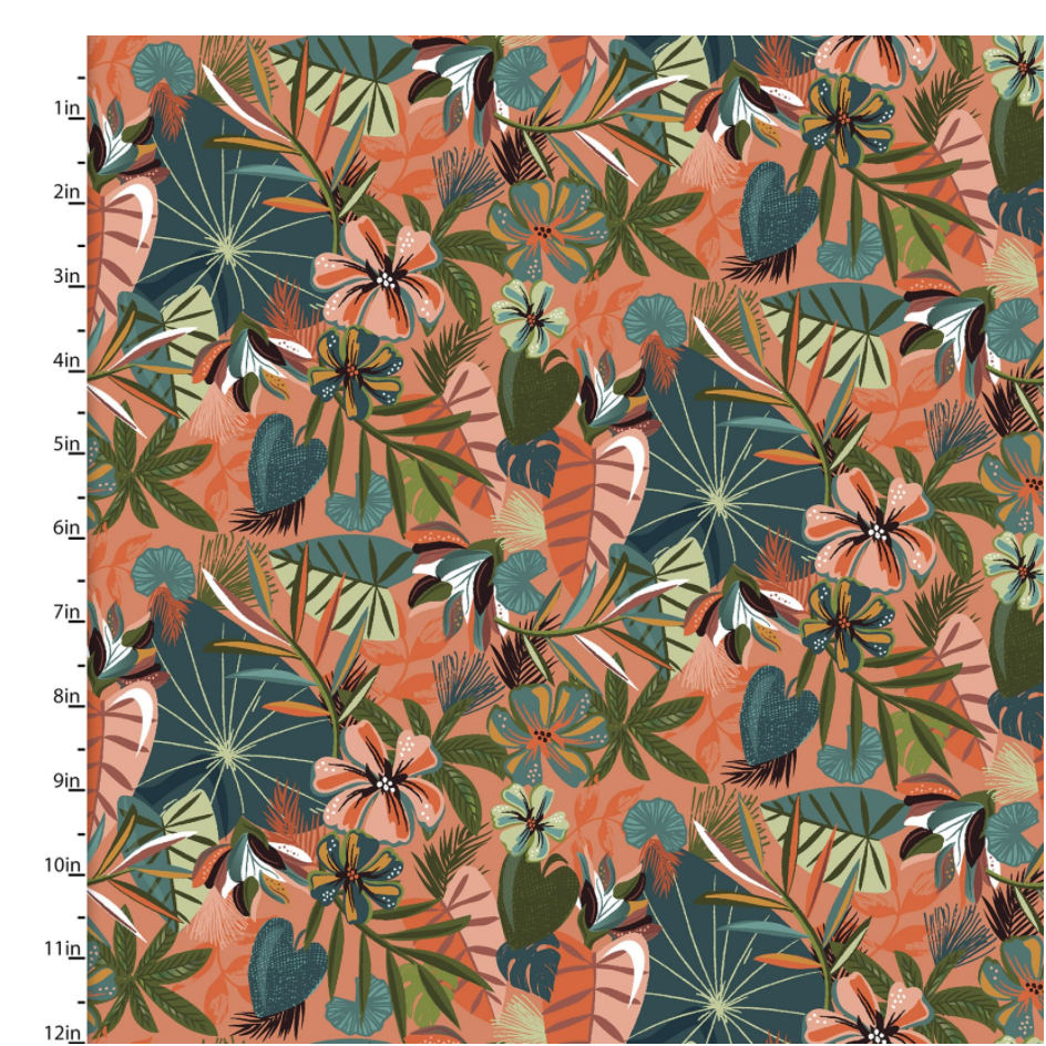 Tropical Painted Florals on Coral - Weave & Woven