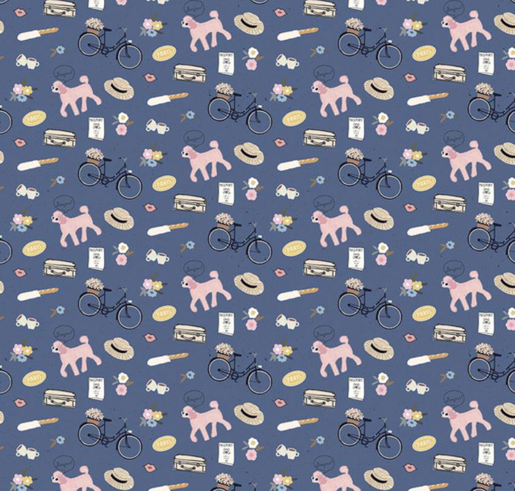 Saturday in Paris Icons on Blue - Weave & Woven