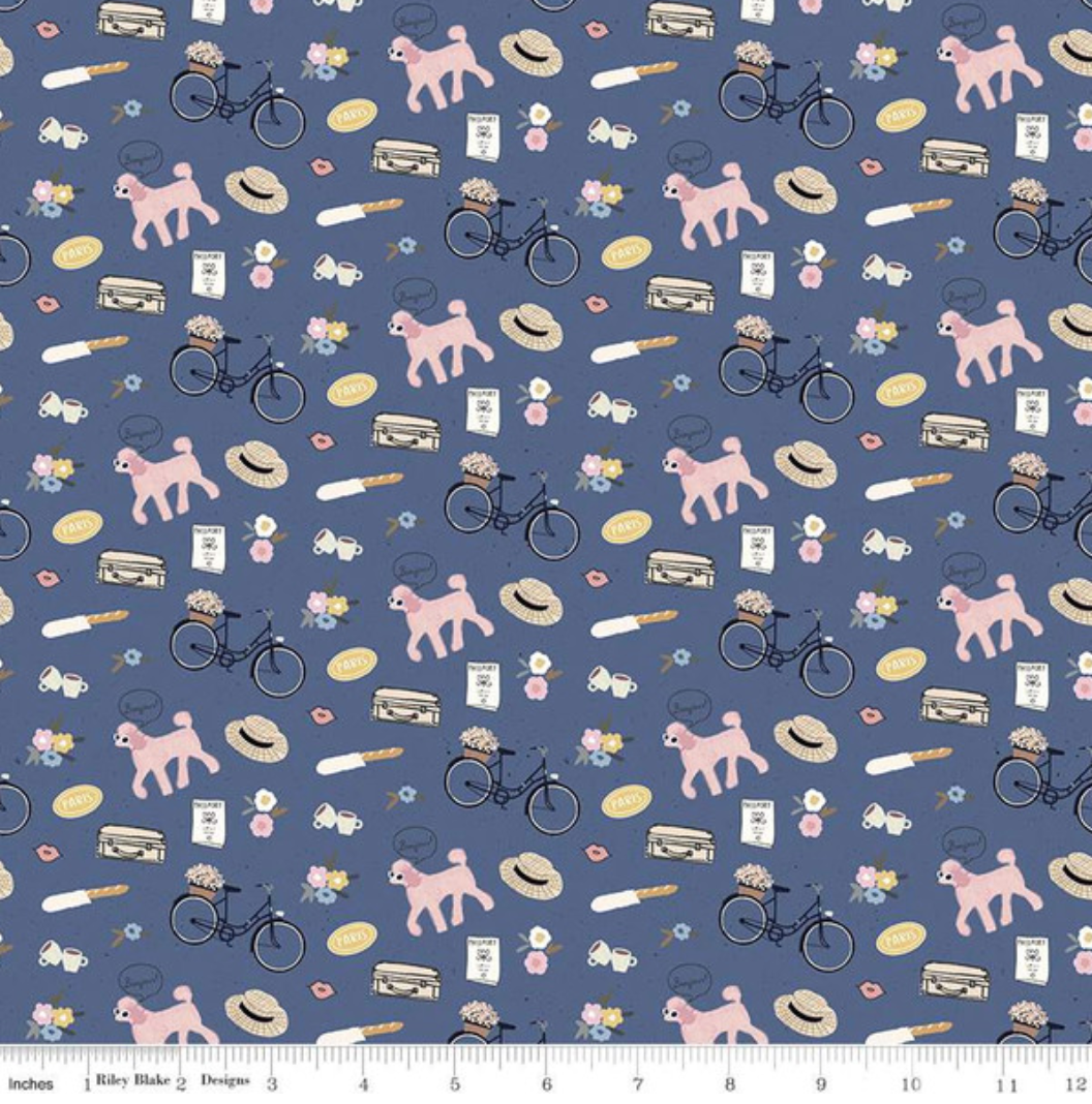 Saturday in Paris Icons on Blue - Weave & Woven