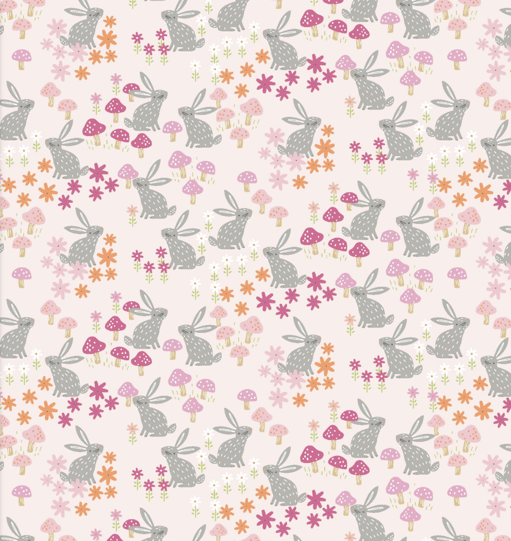 Bunny Friends on Pink | Flannel - Weave & Woven