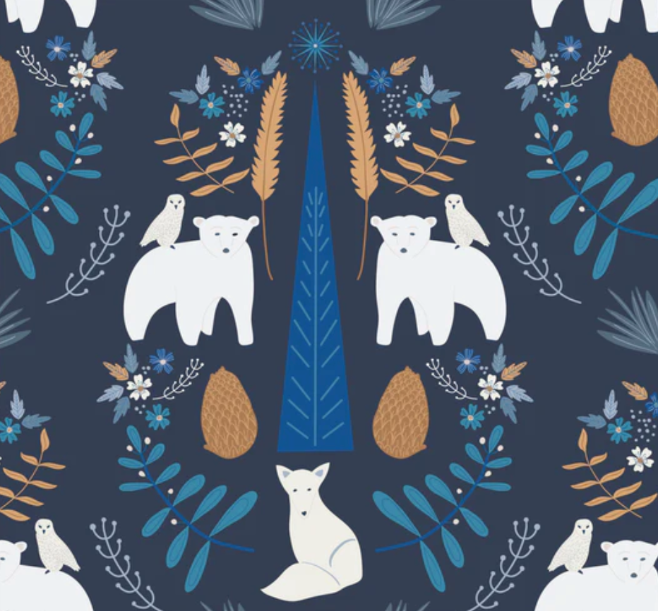 Bear, Fox, Owl on Navy