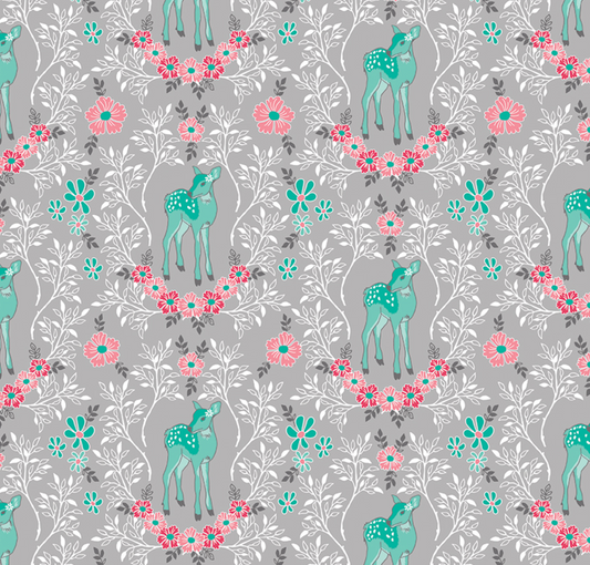 Flora Deer in Grey - Weave & Woven
