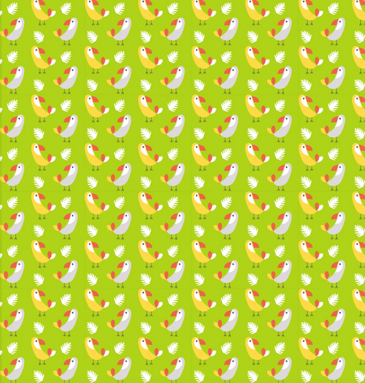 Tropical Birds in Lime - Weave & Woven
