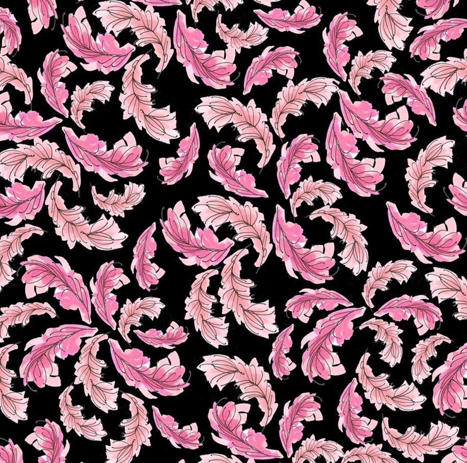 Pink Feathers on Black - Weave & Woven