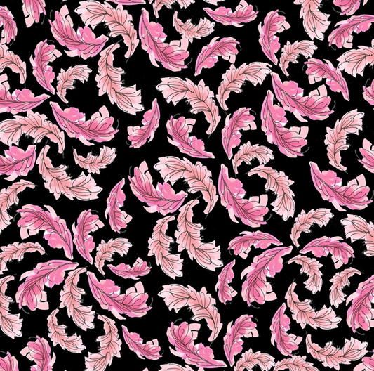 Pink Feathers on Black - Weave & Woven