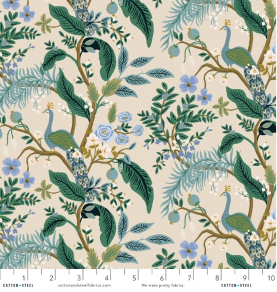 Peacock Garden in Cream | Metallic Gold