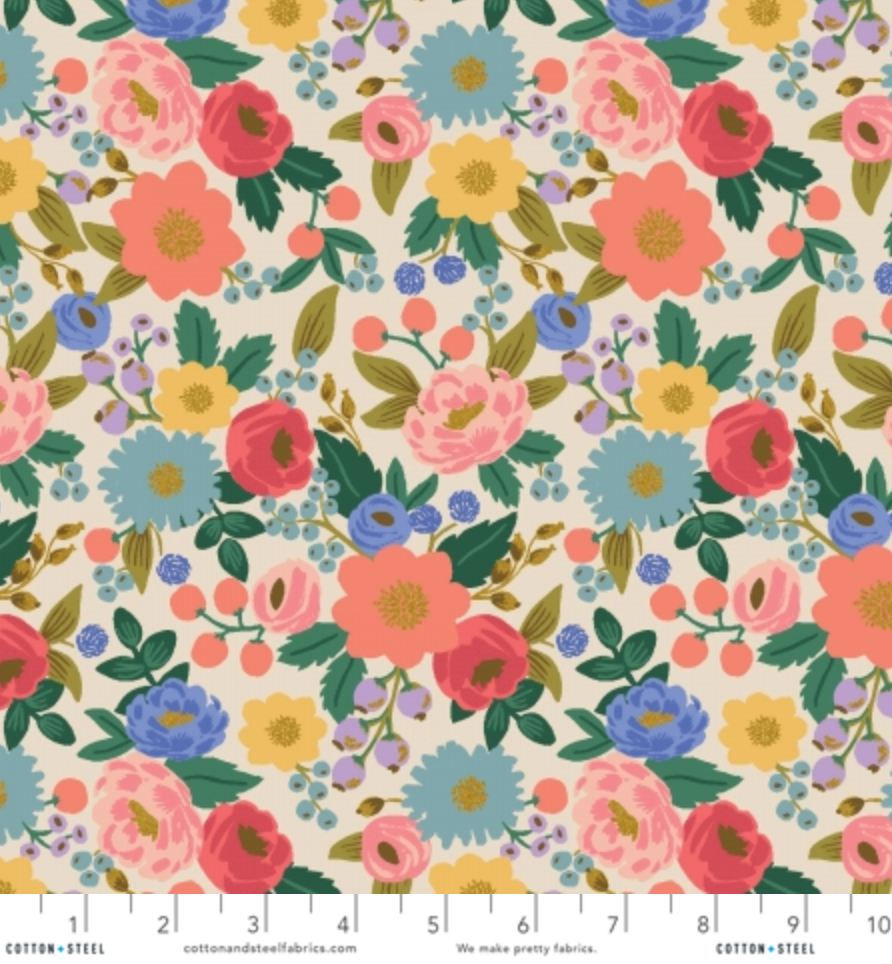 Vintage Blossoms on Cream | Metallic Gold