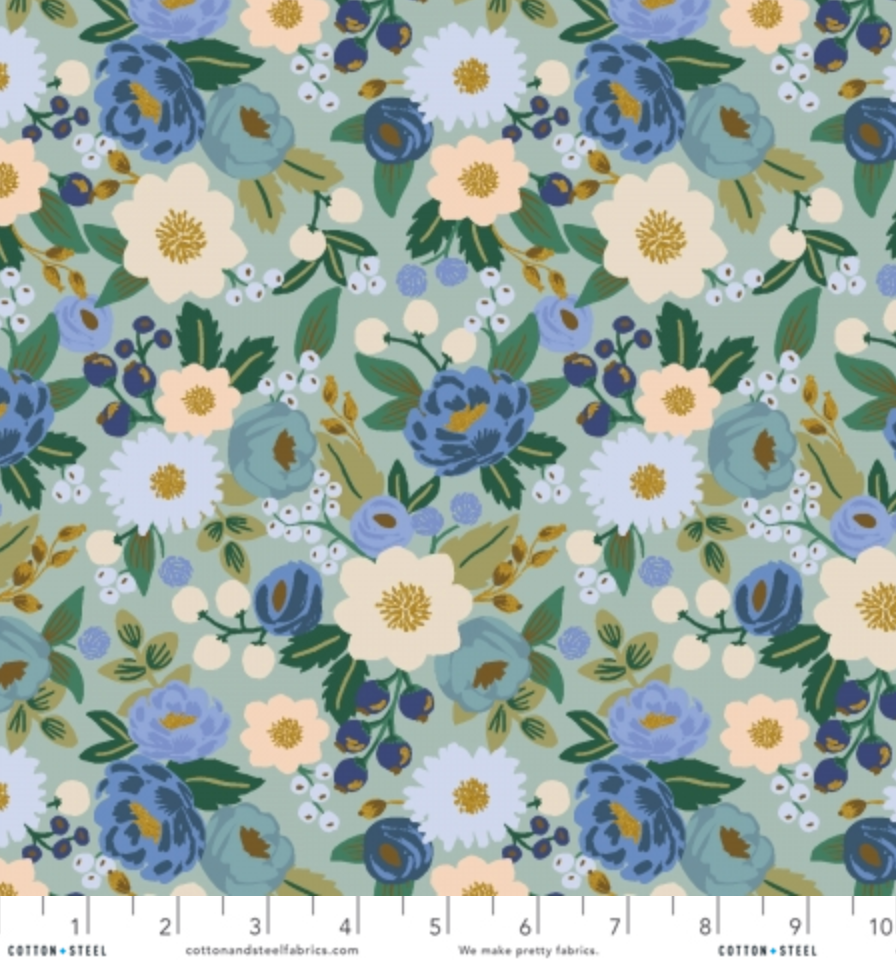 Vintage Blossoms on Mint | Metallic Gold | Remnant 7"