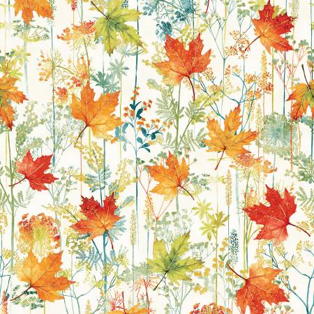 Maple Leaves in Harvest | Metallic - Weave & Woven