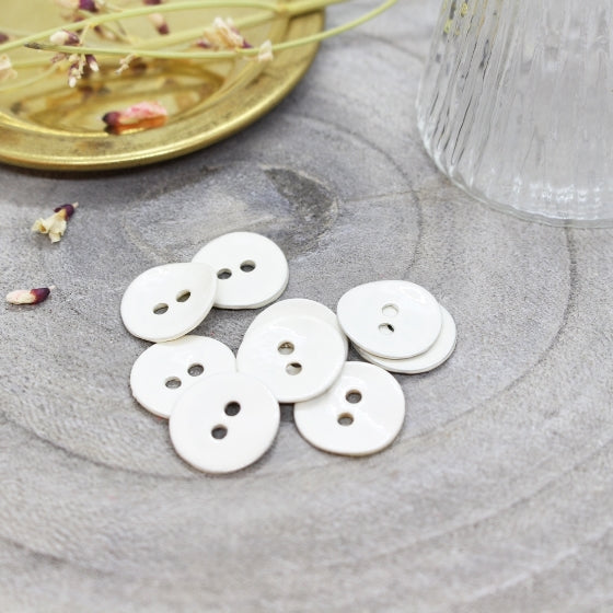 Glossy Buttons in Off White | 10mm - Weave & Woven