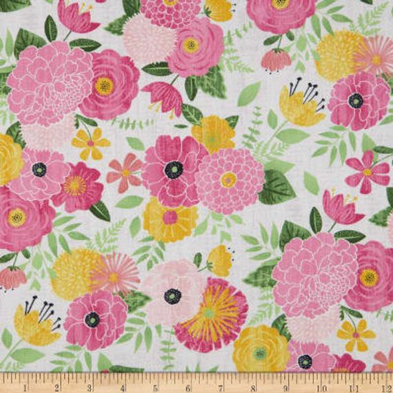 Pink Florals All Over in Grey - Weave & Woven