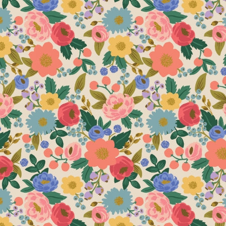 Vintage Blossoms on Cream | Metallic Gold