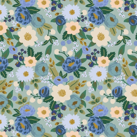 Vintage Blossoms on Mint | Metallic Gold | Remnant 7"