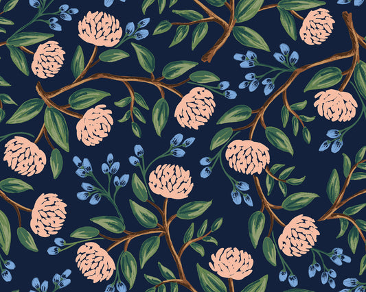 Peonies on Navy - Weave & Woven