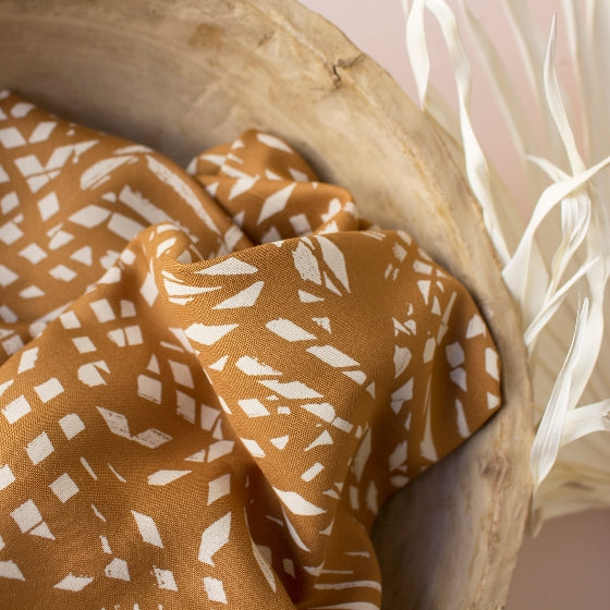 Shade in Ochre | Rayon Viscose Fabric - Weave & Woven
