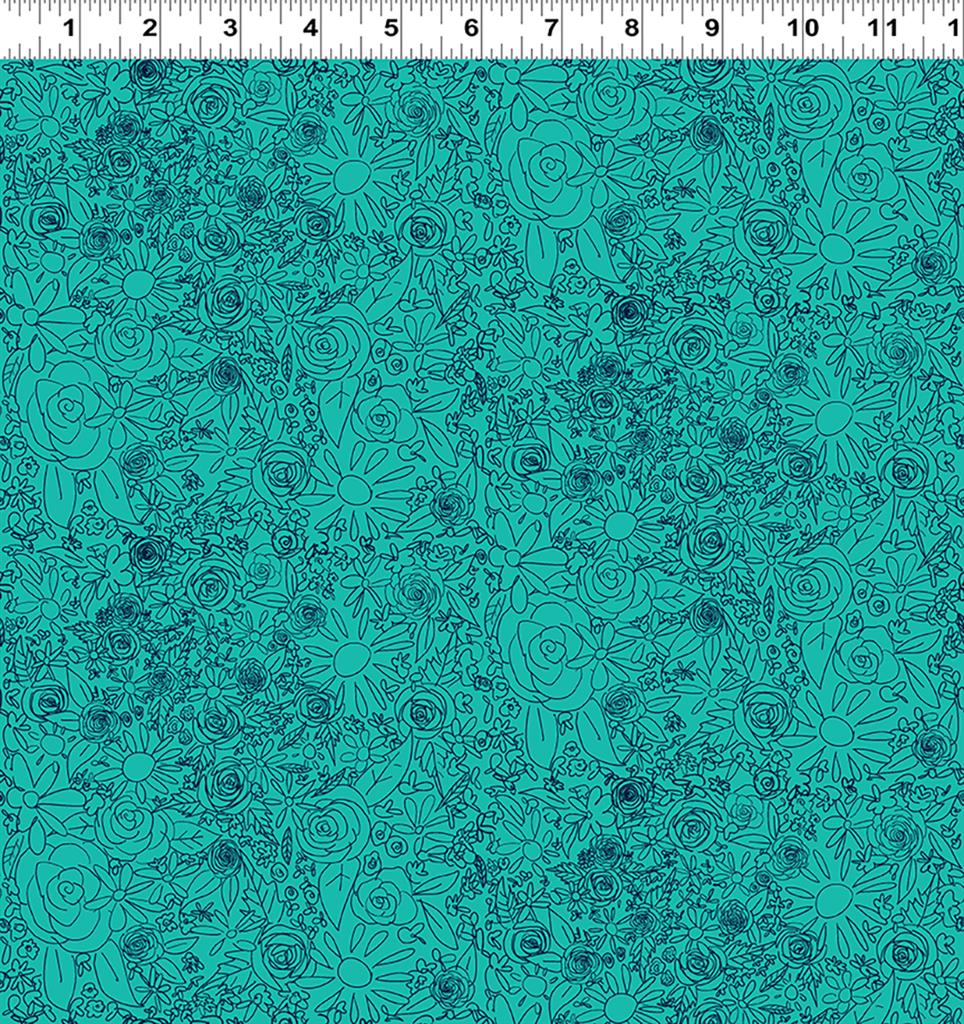 Floral Stencil on Turquoise - Weave & Woven