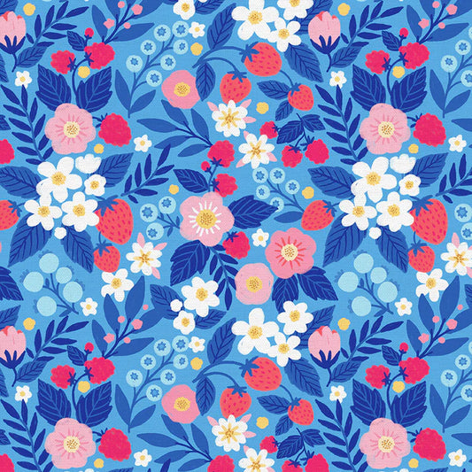 Floral Berry on Blue