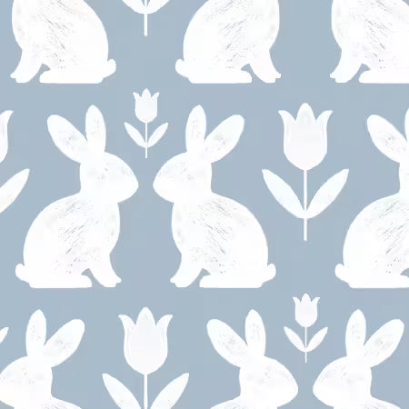 Whispering Bunnies on Blue