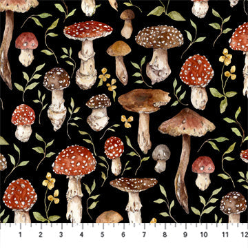 Wild Mushrooms on Black - Weave & Woven
