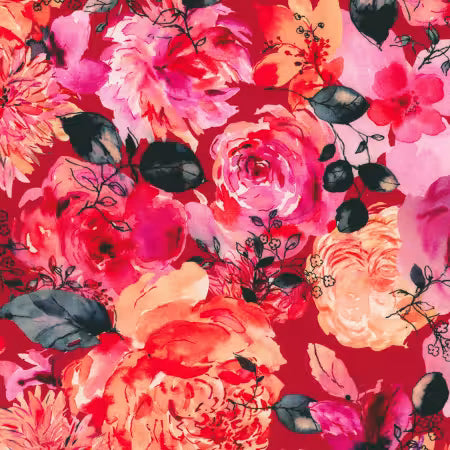 Large Florals in Poppy