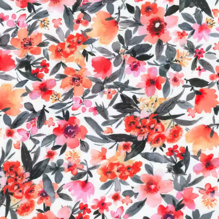 Packed Leafy Florals on White