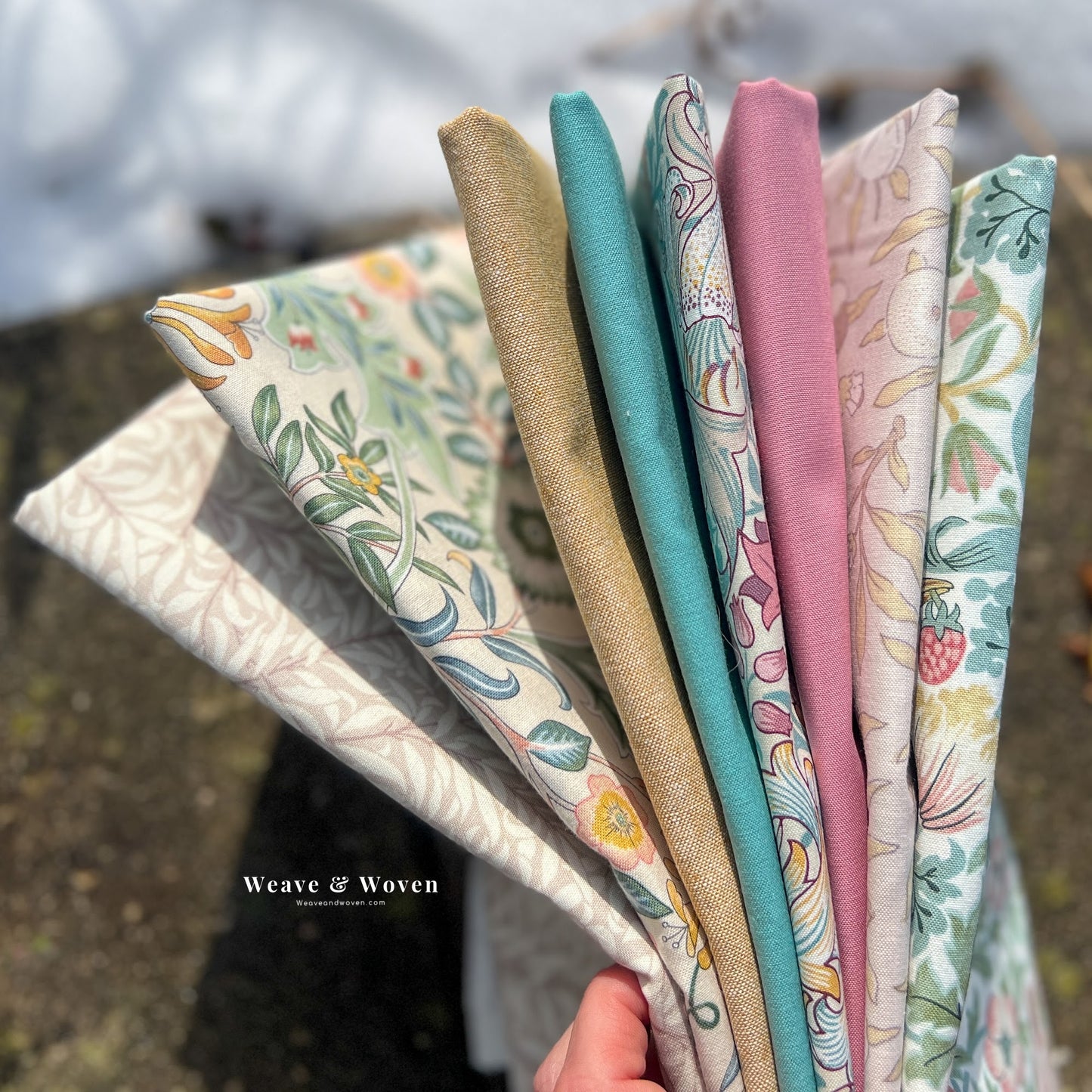 Blushing Strawberry Thief, William Morris & Co.  | Fat Quarter Bundle - Weave & Woven