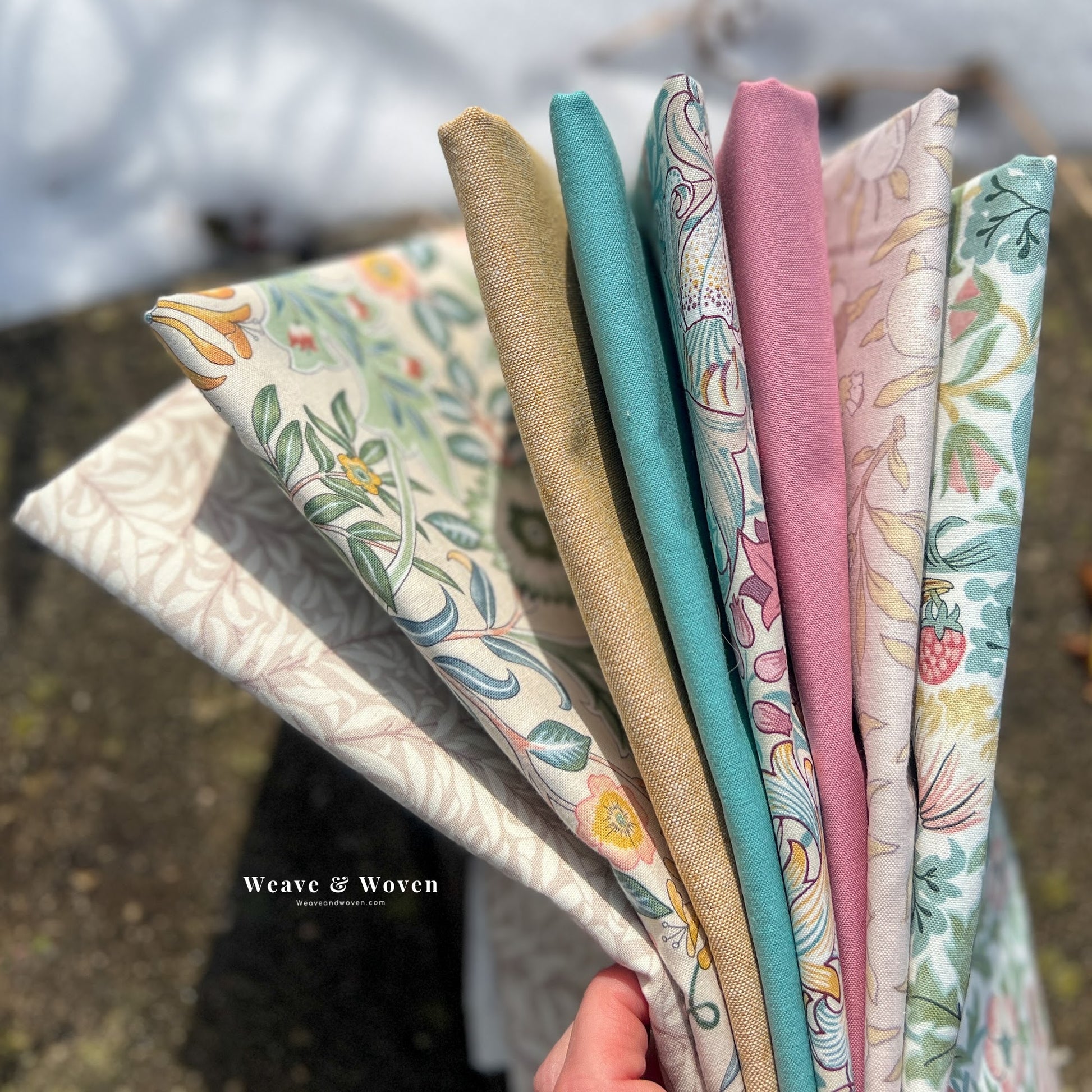 Blushing Strawberry Thief, William Morris & Co.  | Fat Quarter Bundle - Weave & Woven