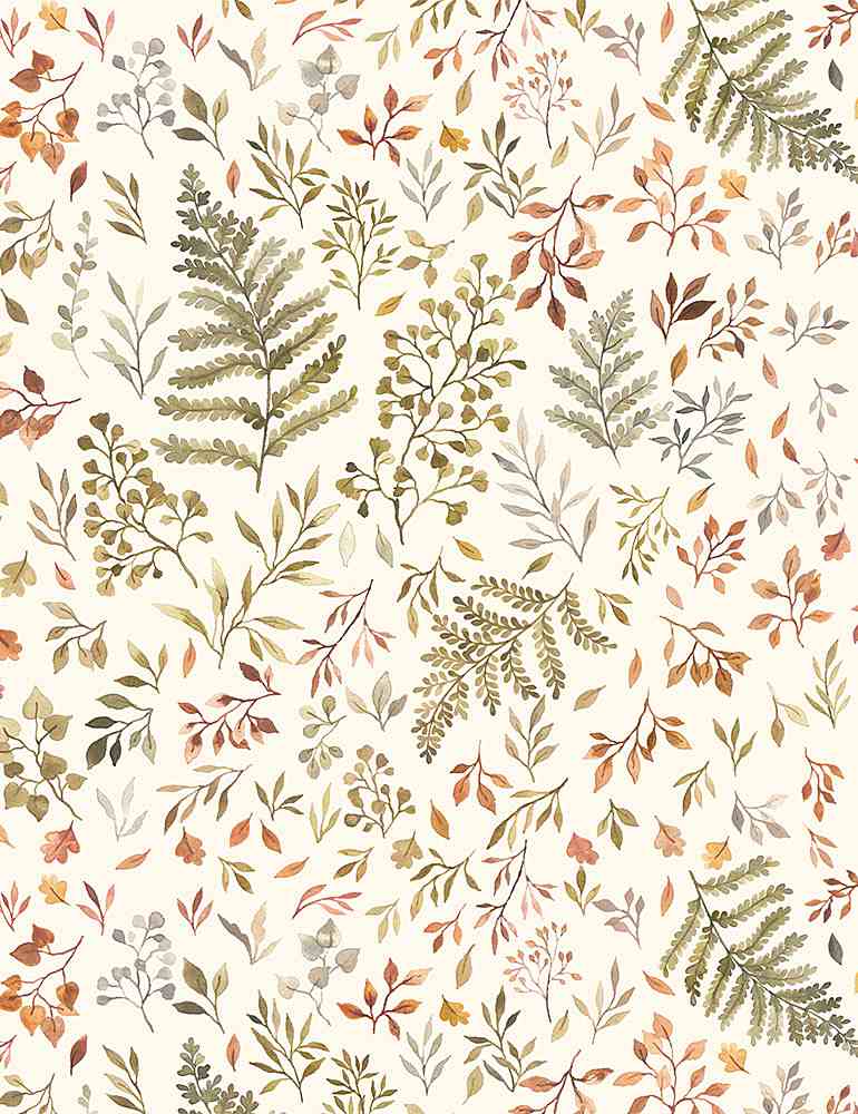 Autumn Ferns & Leaves on Cream - Weave & Woven