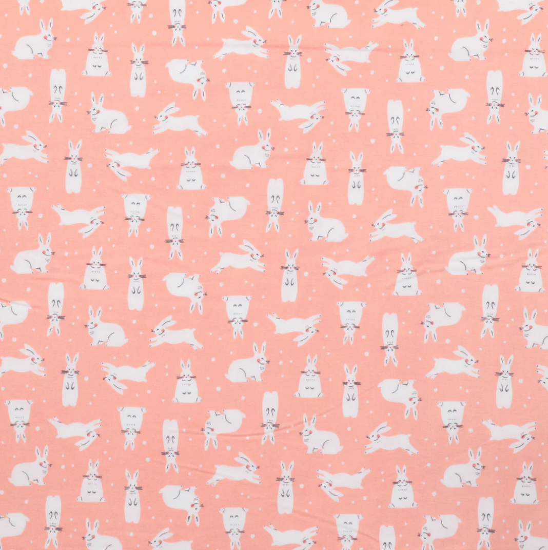Snowhares on Coral | Organic Flannel