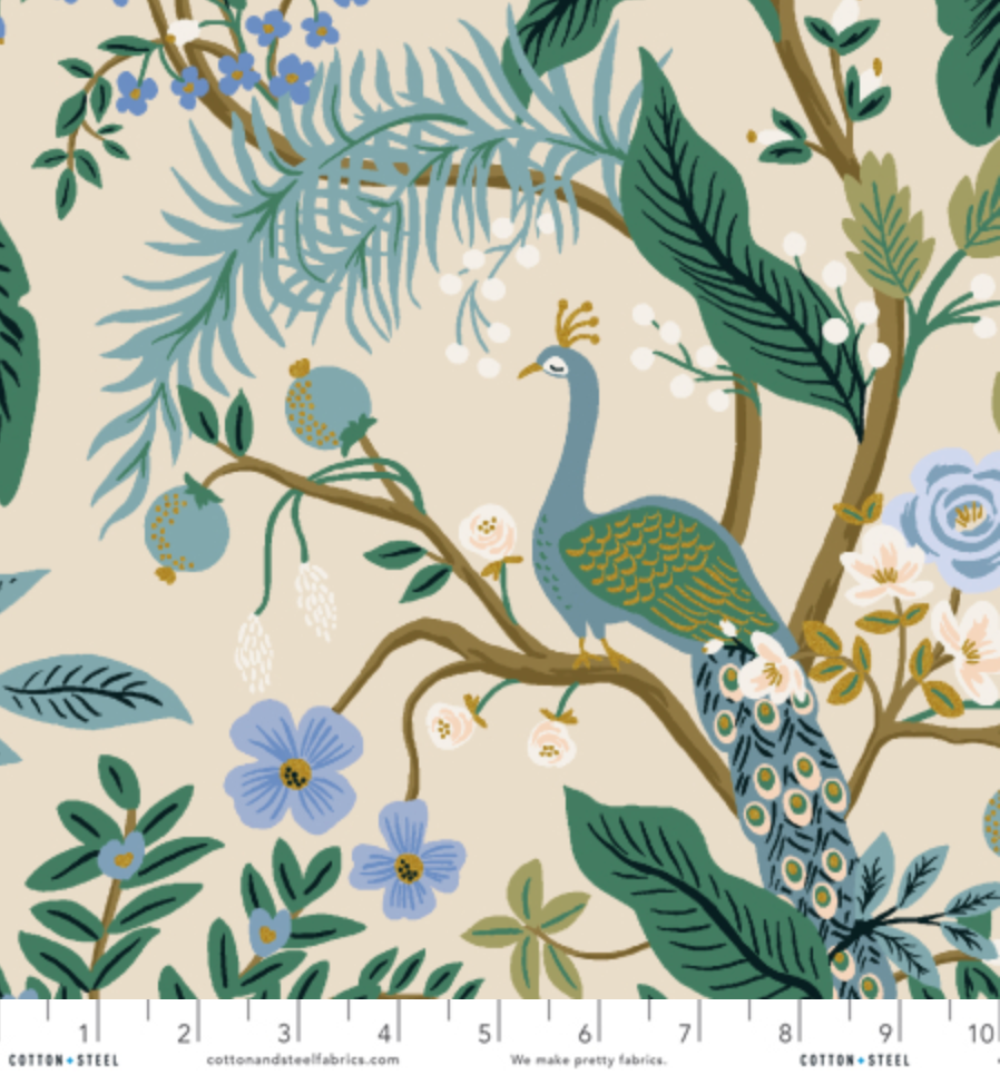 Peacock in Cream | Canvas | Metallic Gold