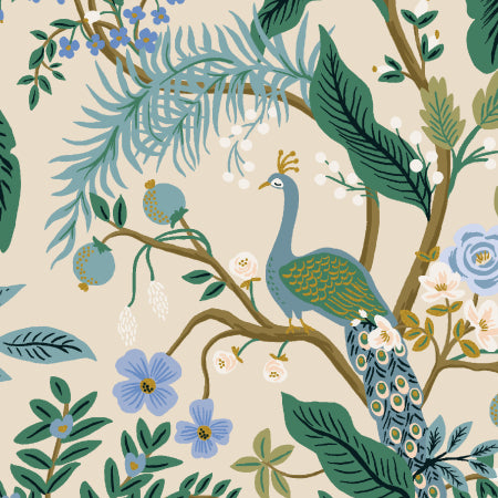 Peacock in Cream | Canvas | Metallic Gold