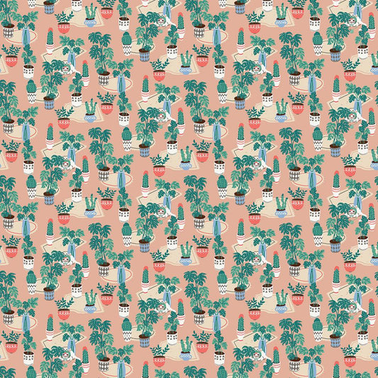 Tropical Plants on Coral - Weave & Woven