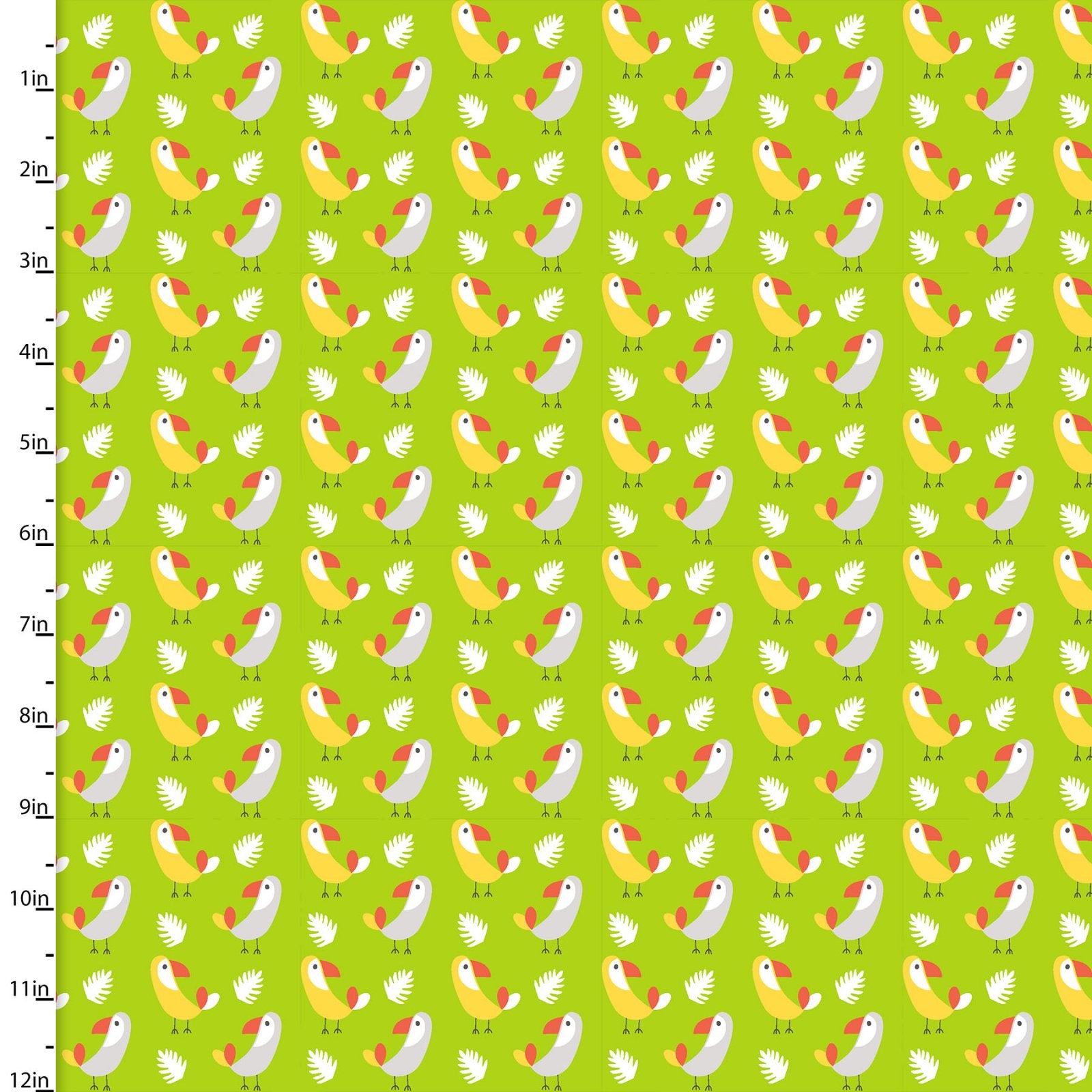 Tropical Birds in Lime - Weave & Woven