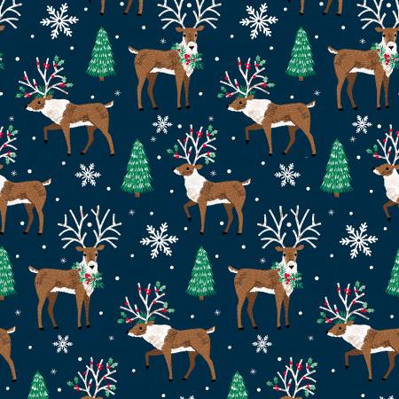 Reindeer on Navy - Weave & Woven